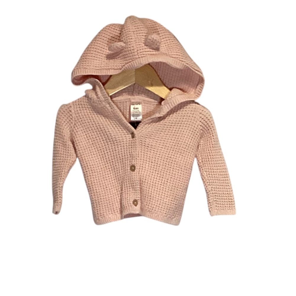 94. Carter’s Baby Girl Pink Crochet Sweater 6mo Hooded